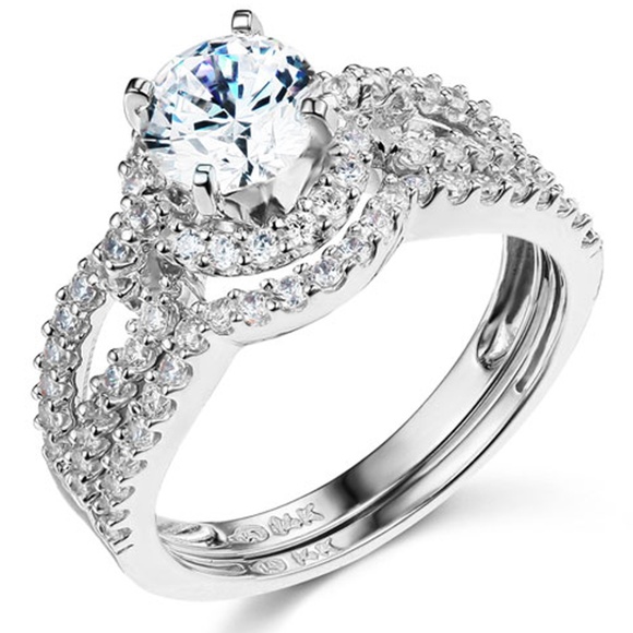 14K Halo Split Shank 1.25CT Round CZRing